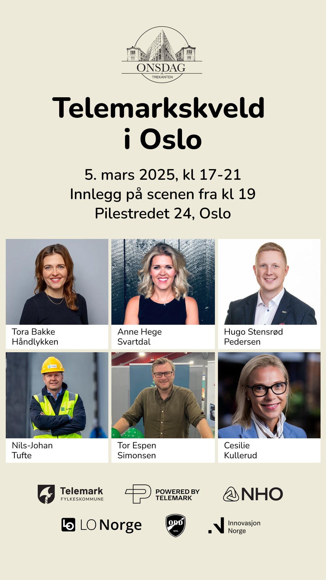 Program for arrangementet "Telemarkskveld i Oslo" 2025 med info om tid, sted og program